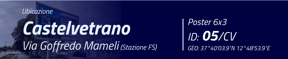 Ubicazione Castelvetrano Via Goffredo Mameli (Stazione FS) Poster 6x3 ID: 05/CV GEO: 37°40'03.9"N 12°48'53.9"E